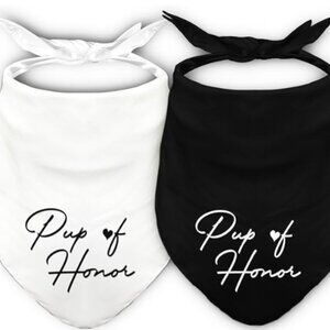 Pup of Honor Dog Bandanas 2 Pack Black/White for Wedding or Engagement